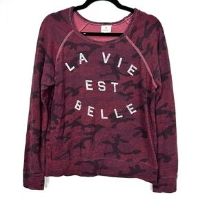 SUNDRY pink cami LA VIE EST BELLE crewneck pullover R10